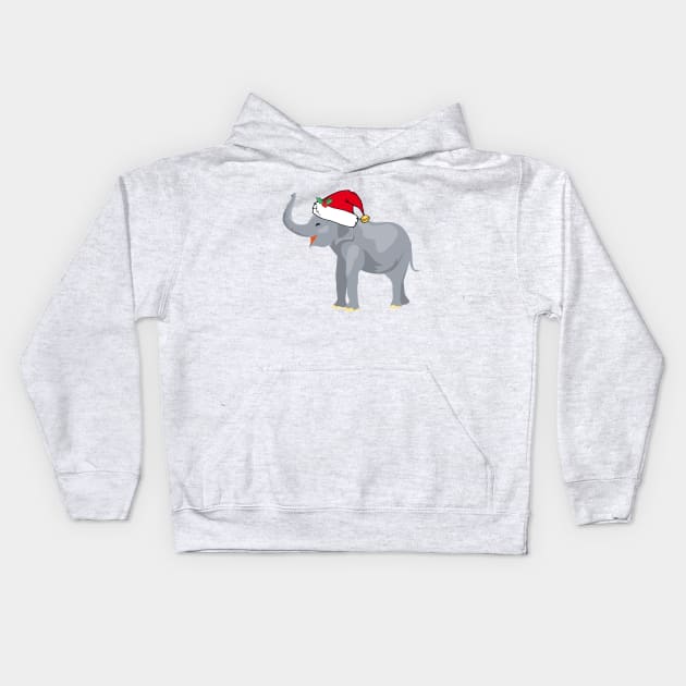 Cute Christmas Elephant Santa Claus Kids Hoodie by epiclovedesigns